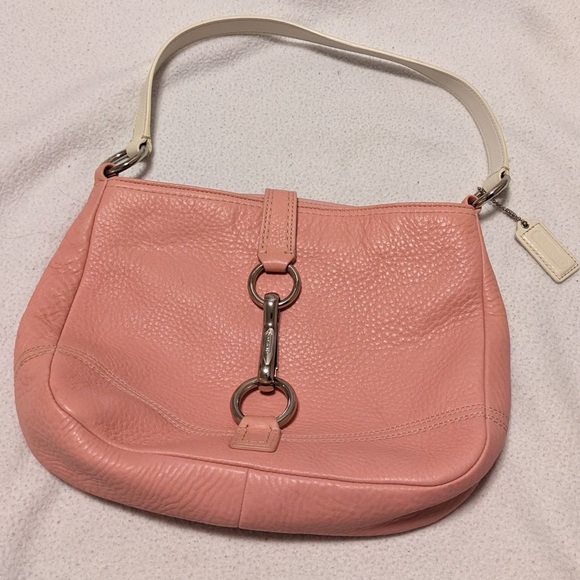 Vintage Coach Hamilton Hobo Shoulder Bag  Lobster Clasp Pink Pebble Leather Y2K - Picture 1 of 3